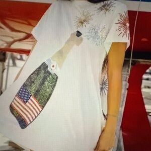 Queen of Sparkles White USA Champagne Bottle Swing dress